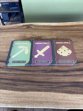 Lot of 3 Minecraft Hardcover Books: Redstone, Combat, & Essential Handbooks
